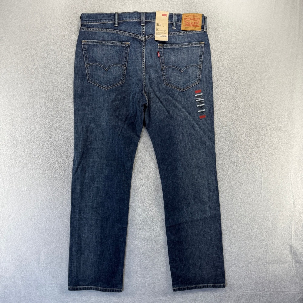Levis Jeans Mens 38x34 Blue 559 Relaxed Straight Denim Casual Cotton Dark NEW